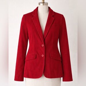 Vintage 80s Red Corduroy Blazer Made In Japan Retro Tailored Jacket Size 6 Small